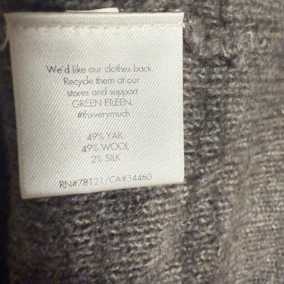 Eileen Fisher Black Gray Ombre Knit Open Front Yak Wool Silk Cardigan Sweater M - Picture 9 of 9